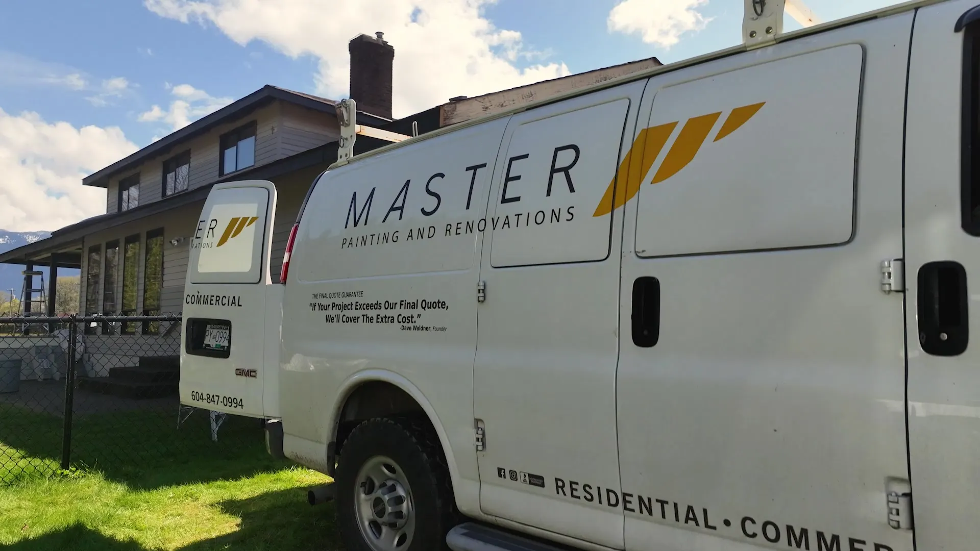 Master Painting & Renovations van on site at a Fraser Valley home