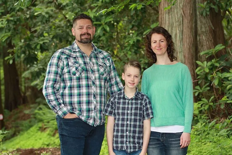 Dave and Amy Waldner with their son outdoors in the Fraser Valley