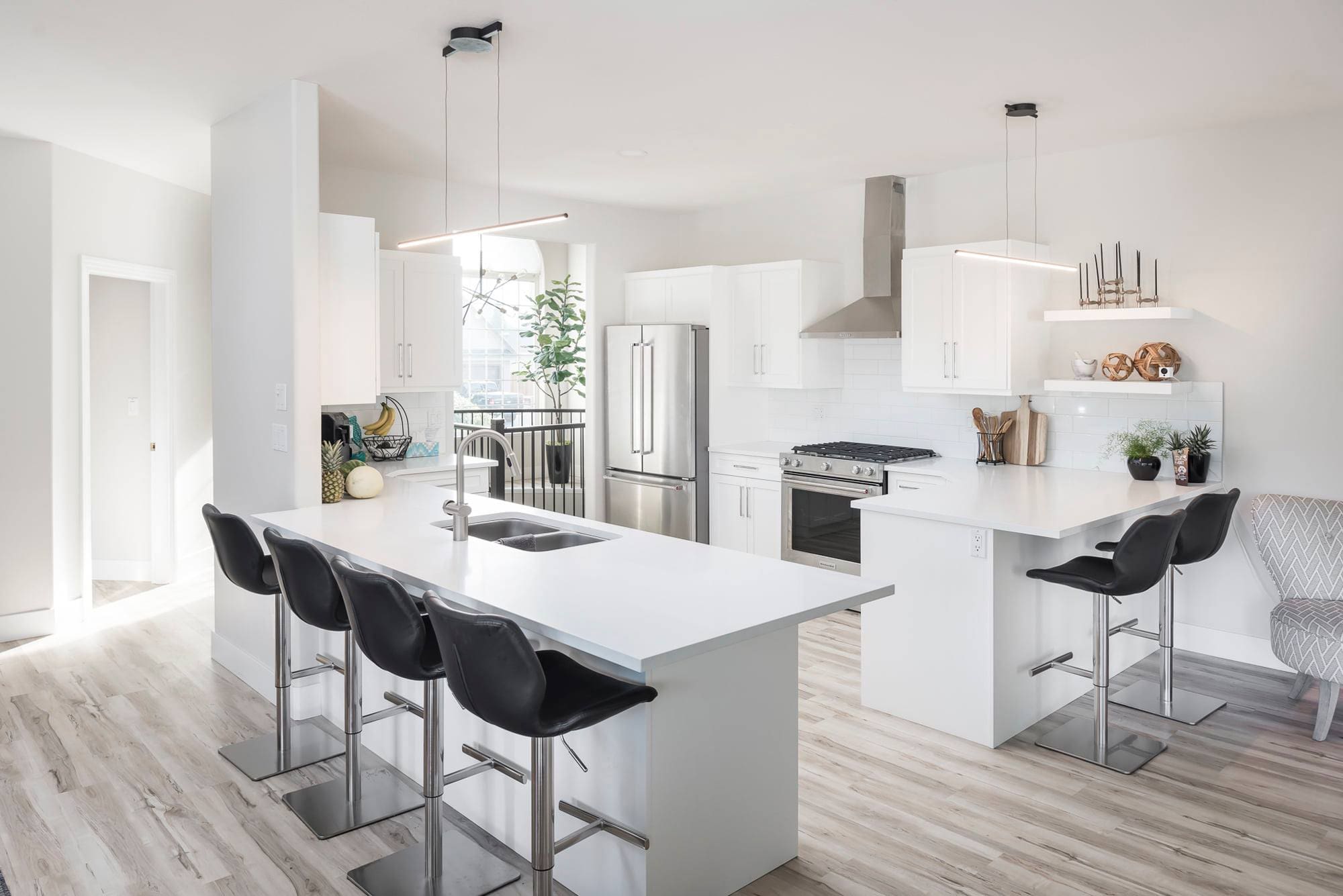 Modern white kitchen with island