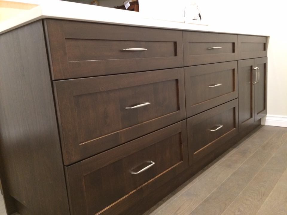 Dark wood vanity cabinets Chilliwack BC