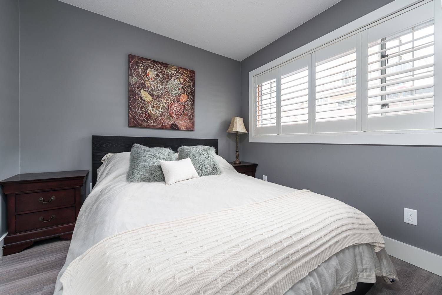 Bedroom shutters gray Chilliwack BC