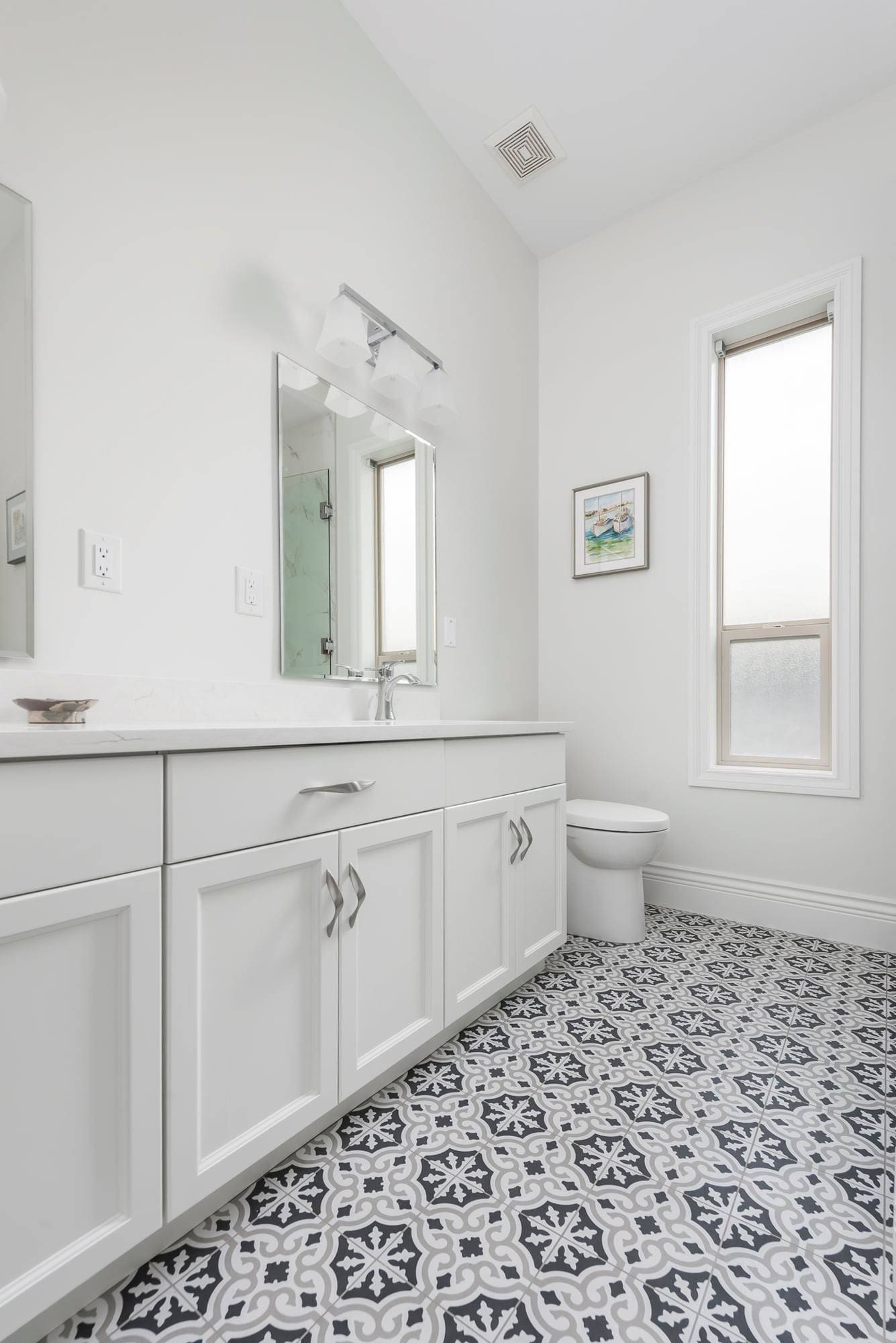 Geometric floor tile bathroom Chilliwack