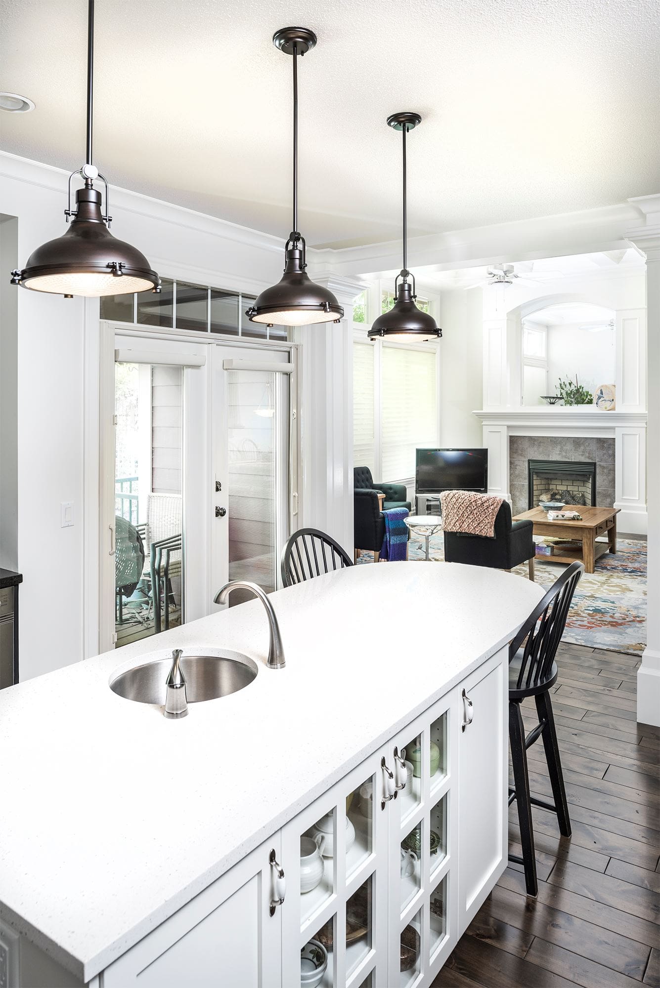 Open concept kitchen and living area