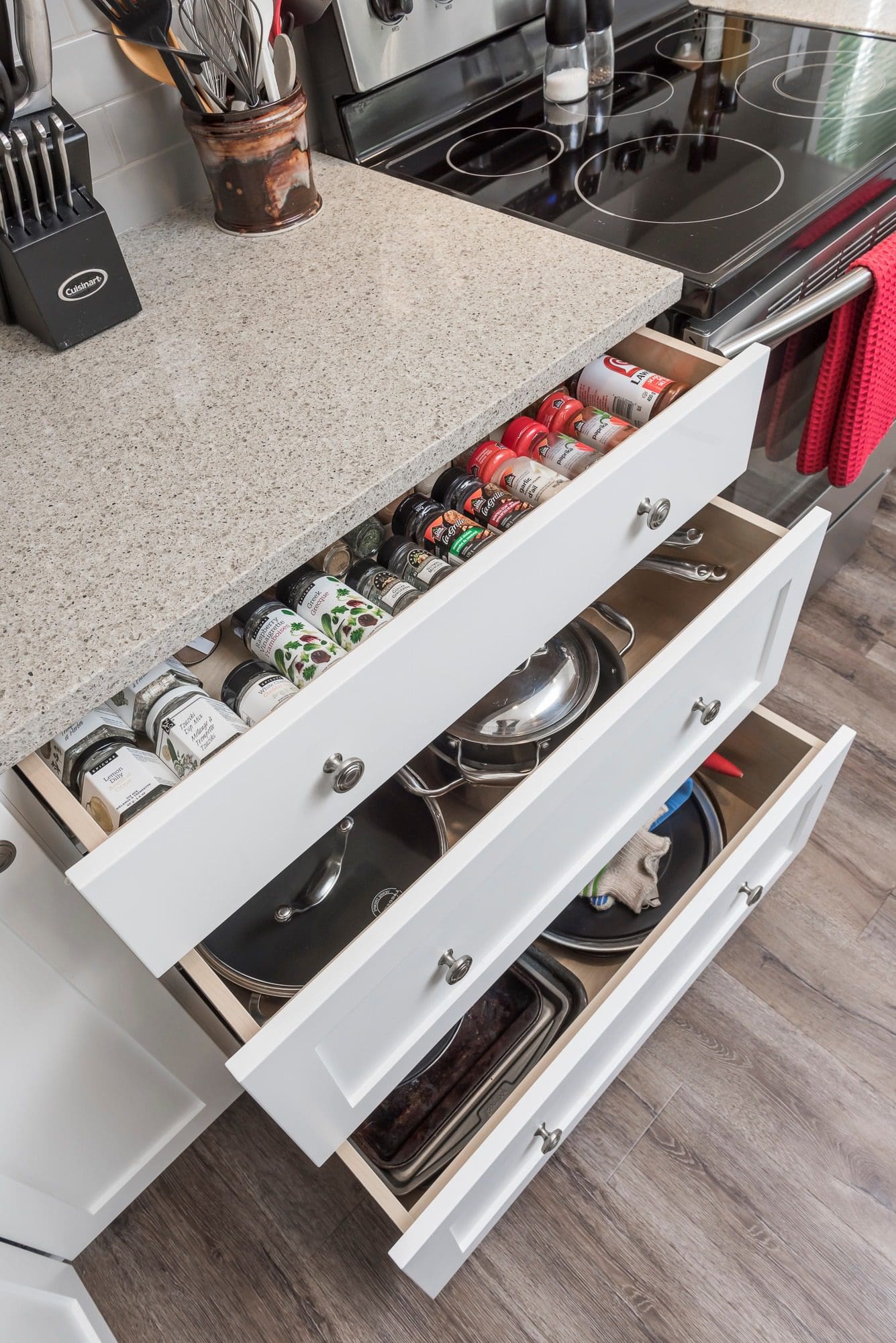 Custom kitchen drawer storage