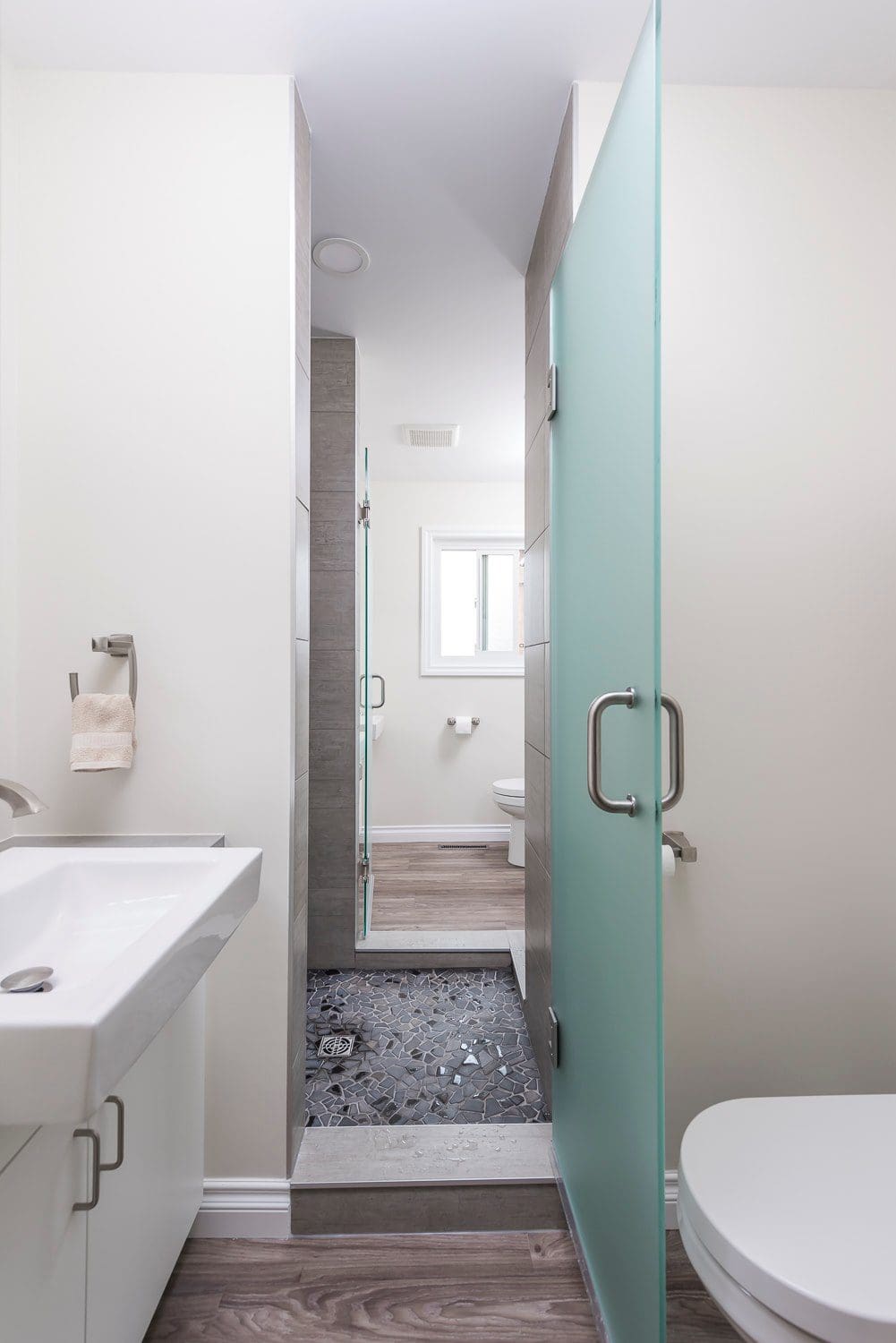 Frosted shower door installation Chilliwack