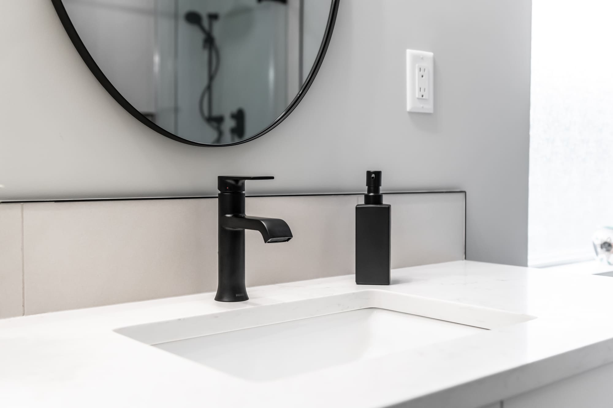 Black bathroom faucet detail Chilliwack