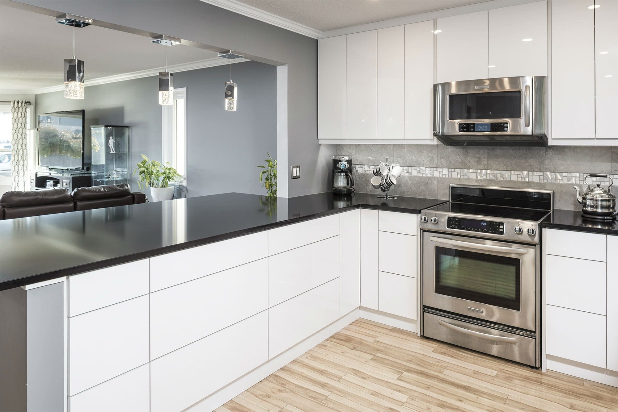 Modern kitchen design featuring contemporary cabinetry, clean lines, and premium finishes in a Chilliwack home renovation