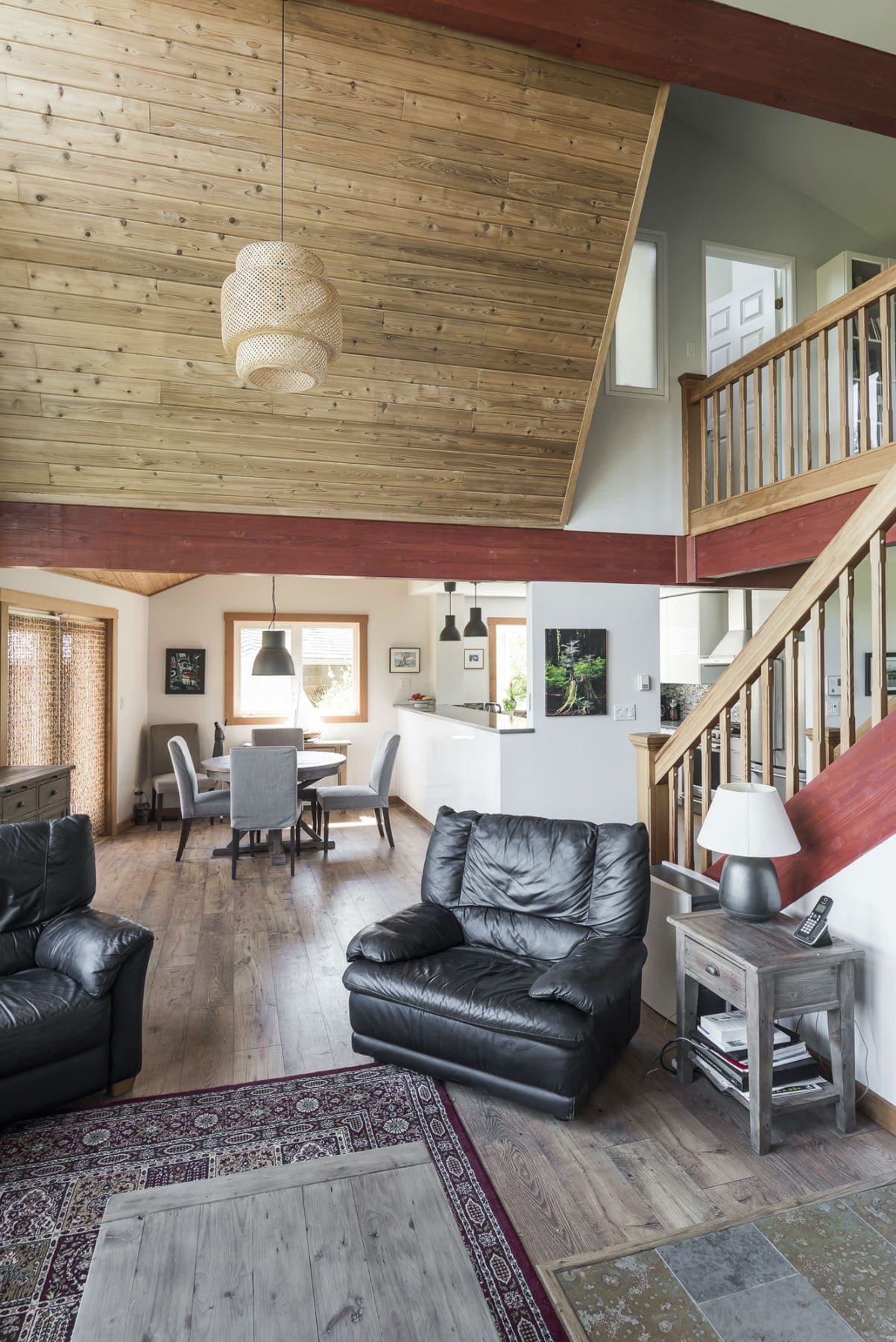 Vaulted ceiling living room with sofa Chilliwack