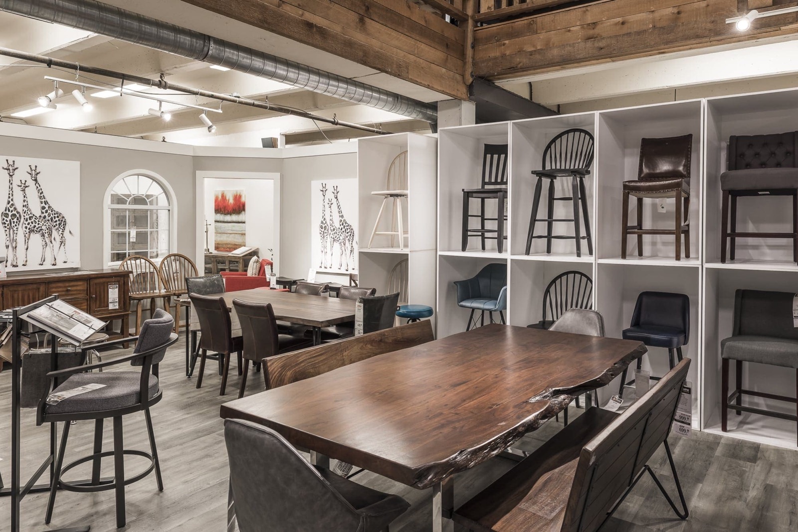 Renovated commercial interior with modern finishes and comfortable seating